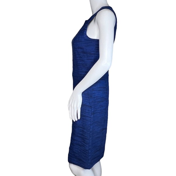 Loft Dress Womens 0 Royal Blue Tweed Textured Fit & Flare Office Workwear Career - Picture 3 of 8